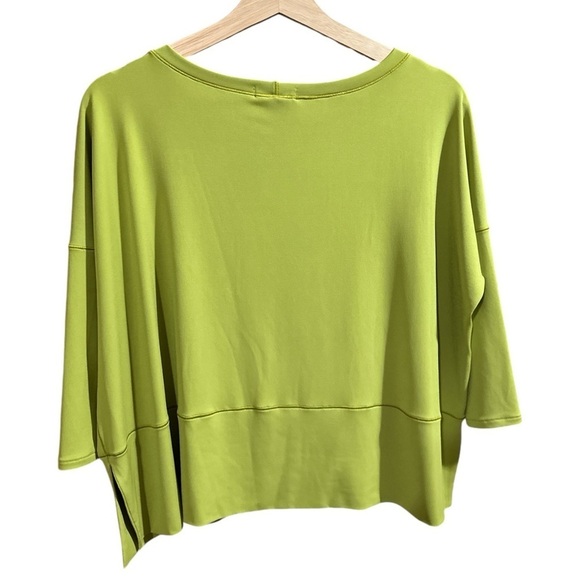 EUC - Eva Varro Chartreuse Crop 3/4 Dolman Sleeve Pull Over Womens Small - Picture 3 of 3